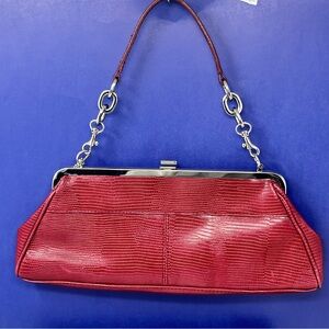 Apostrophe Red Faux Leather Chain Strap Vintage Evening Bag